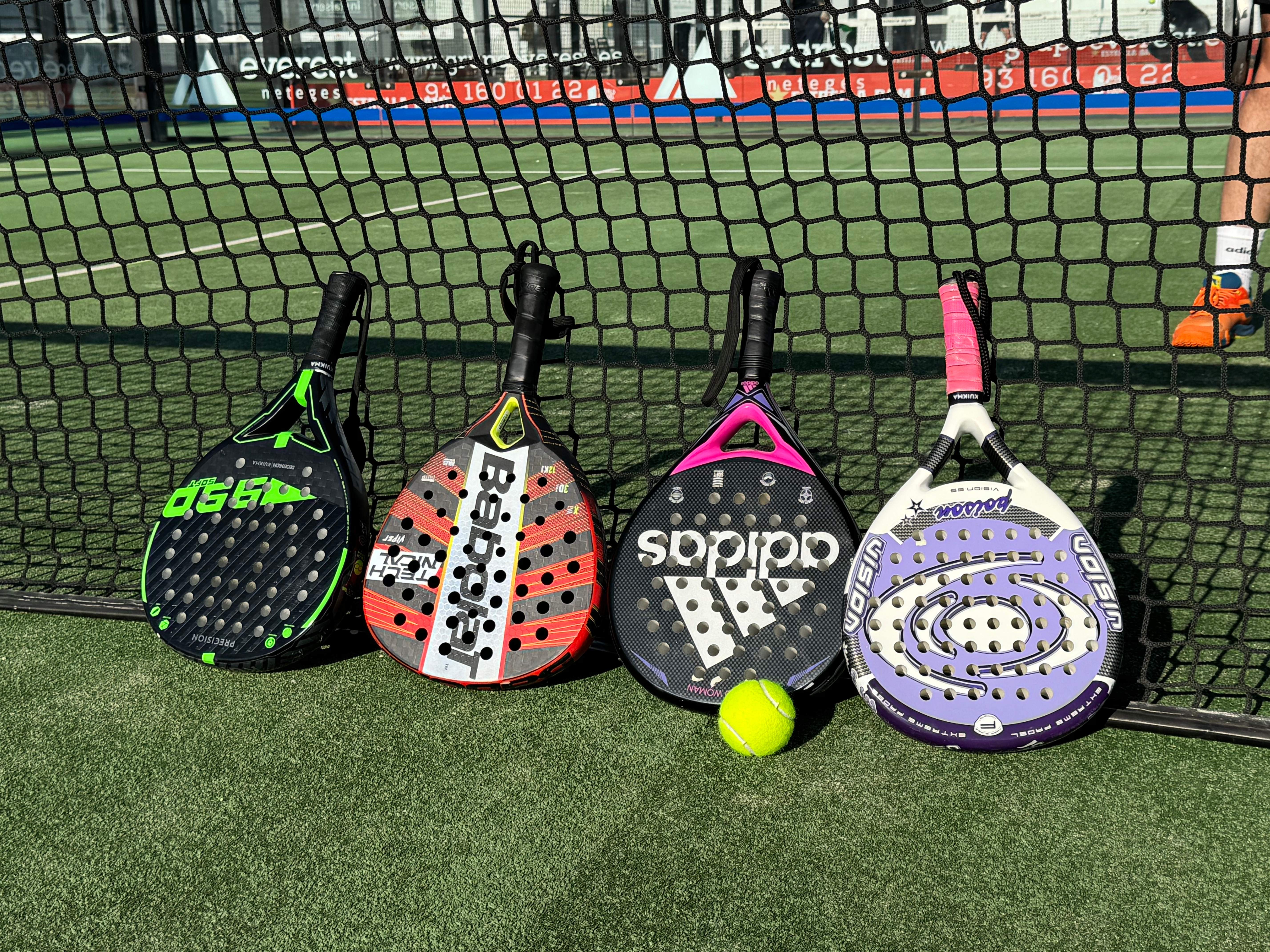 Branded padel equipment and rackets - sponsorship opportunities for padel holiday Spain events